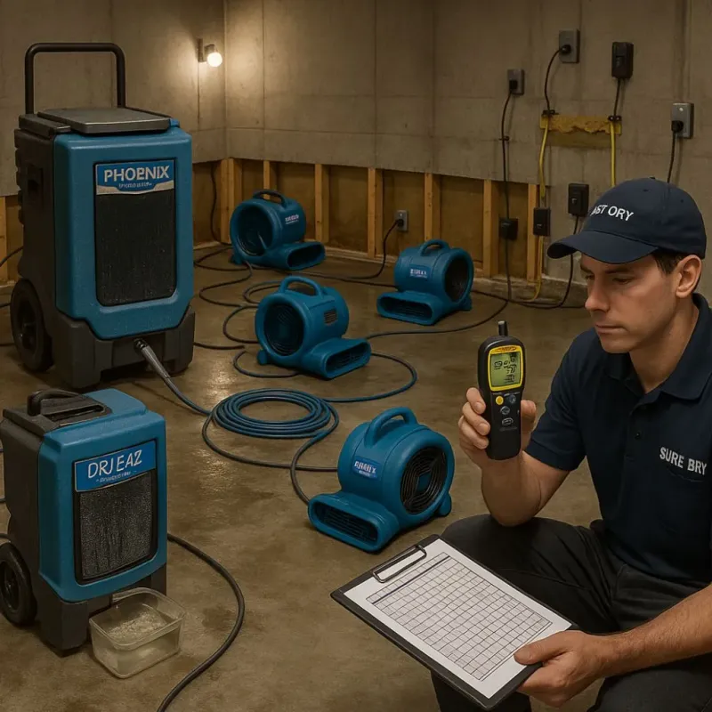 Structural Drying and Dehumidification process in Nickerson, KS